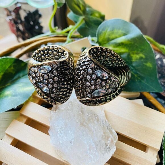 Cobra Crystal Antique Gold Cuff Bracelet Amrita Singh - Picture 3 of 7